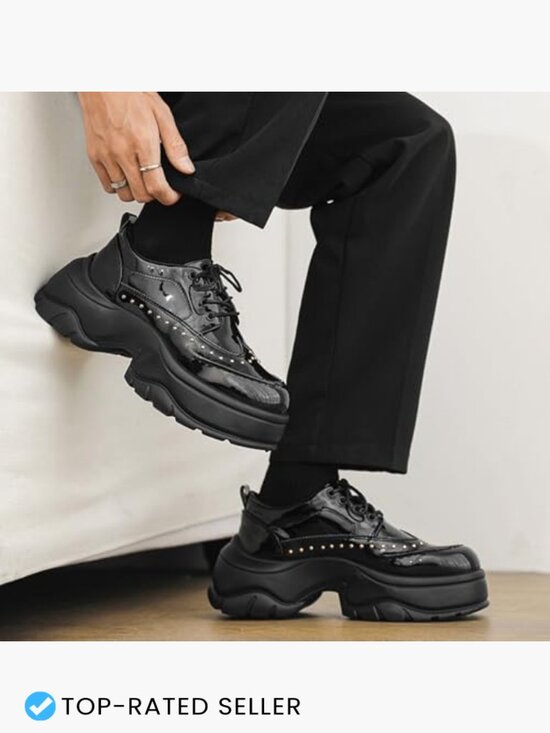 Men\'s Patent Leather Studded Platform Boots Side Zipper Combat Goth Street main image 4